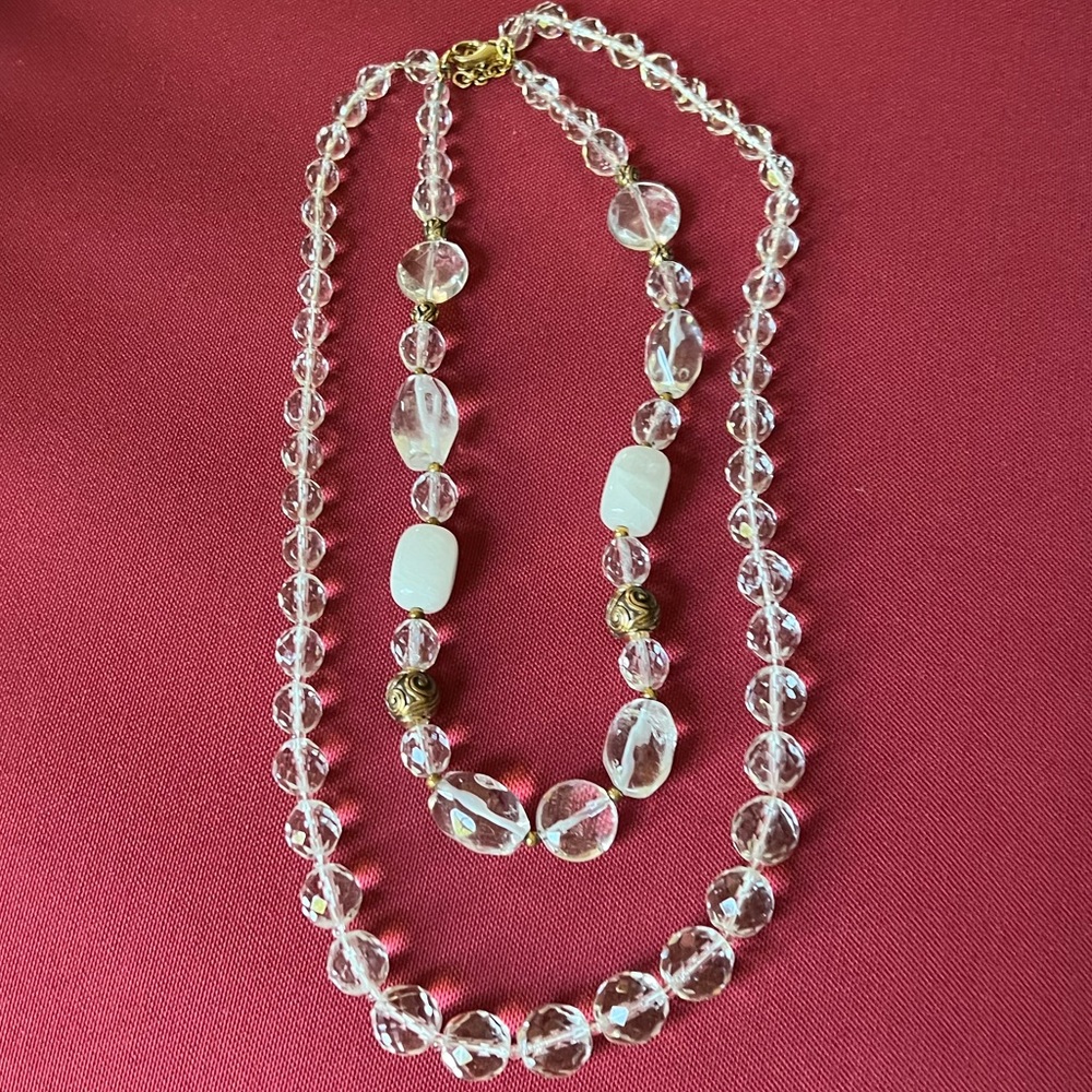 Crystal glass bead necklace and earrings